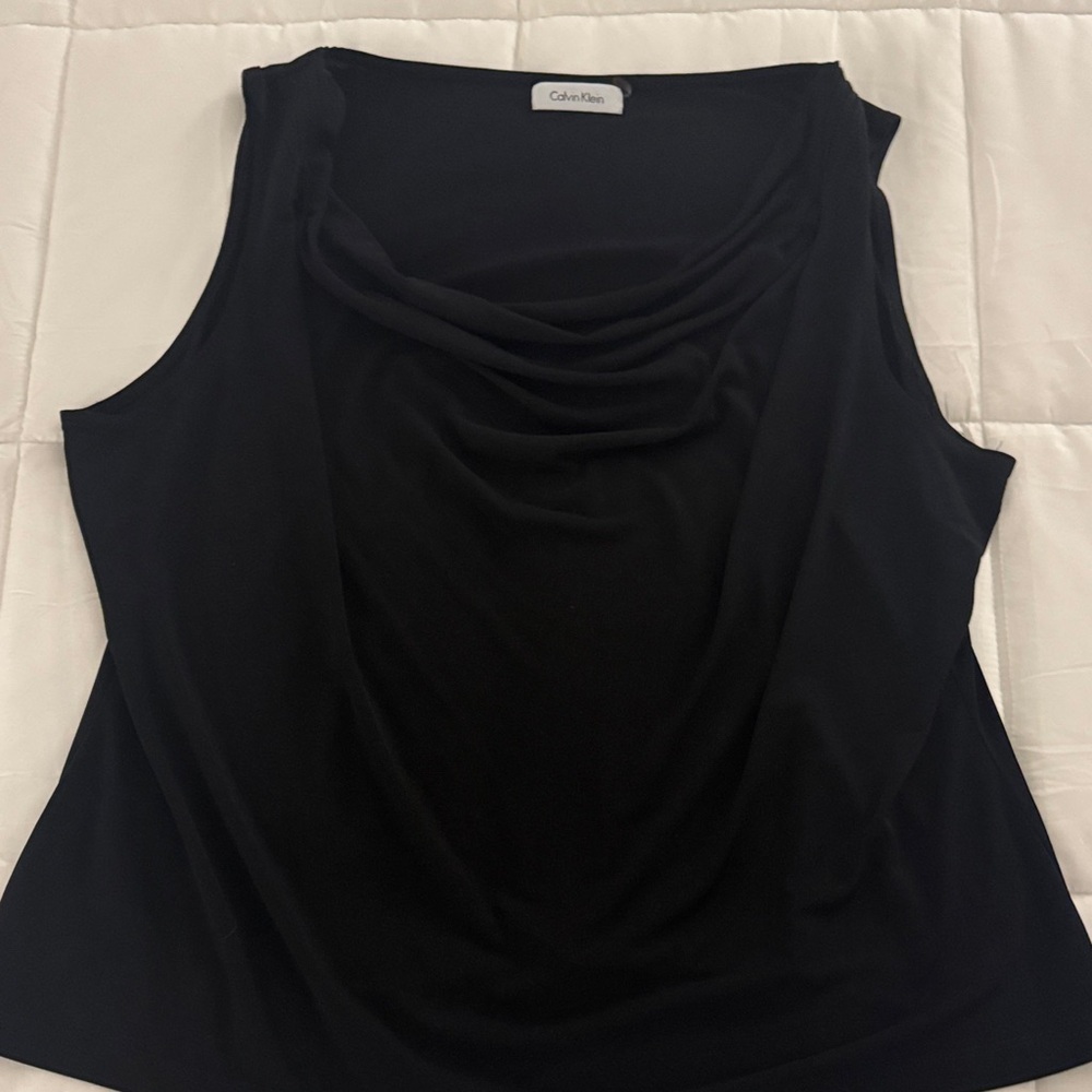 Calvin Klein Draped Black Tank Top
